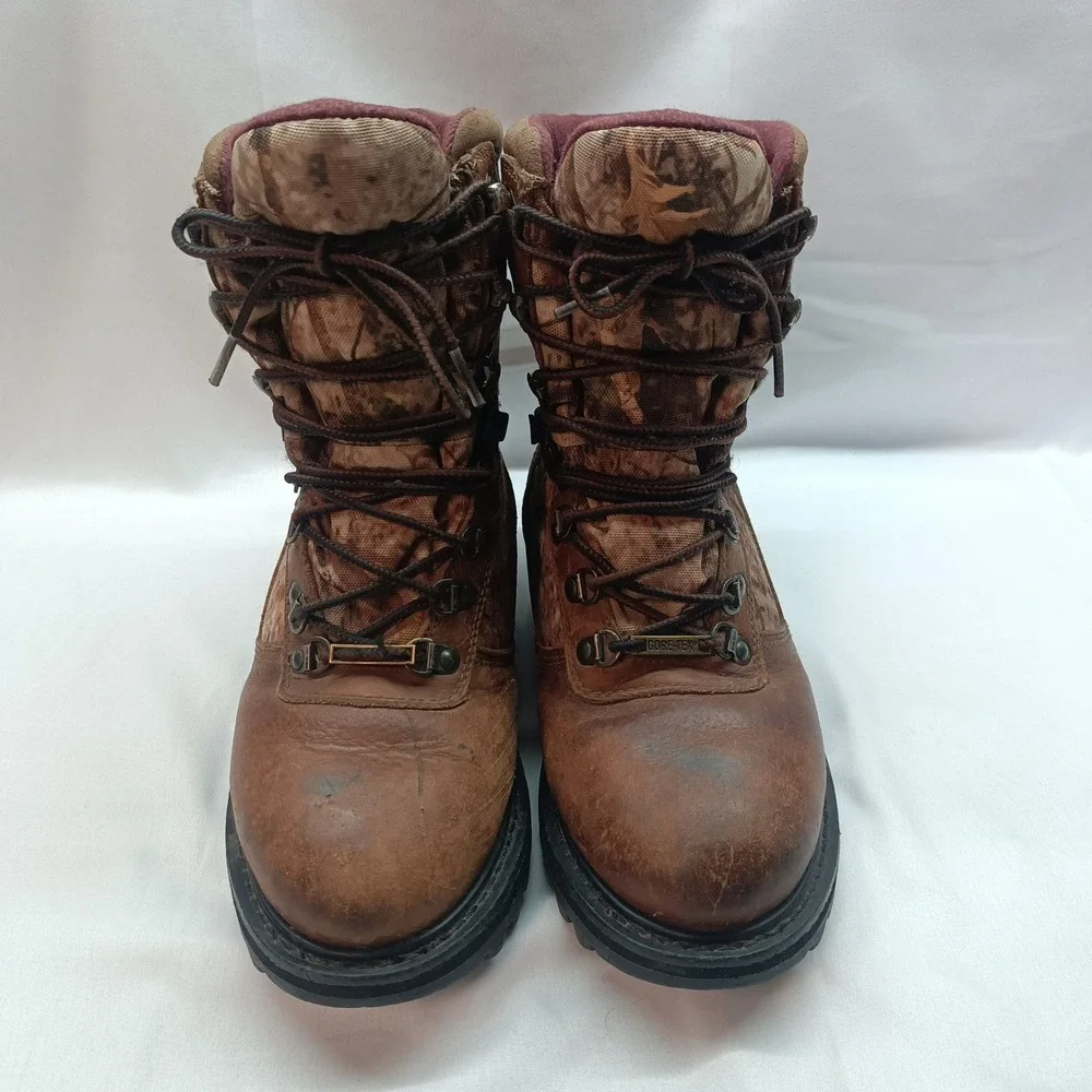 Cabelas Mens Gore-Tex Thinsulate Ultra Camo Leather Hunting Boots Brown 5M